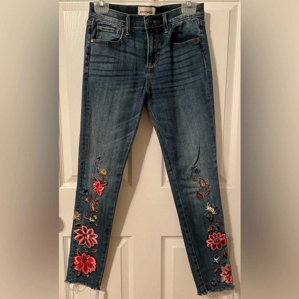 Driftwood floral embellished skinny jeans